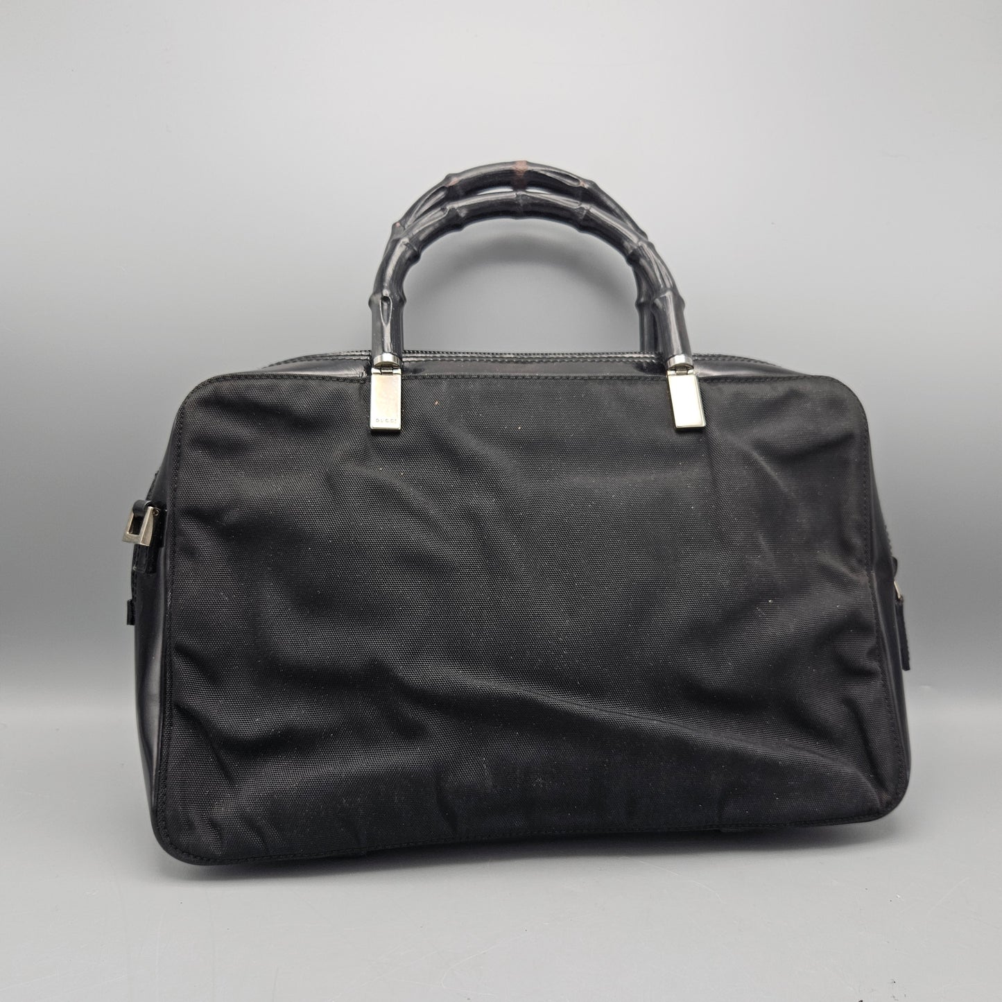 Black Gucci Tote Bag with Bamboo Handles