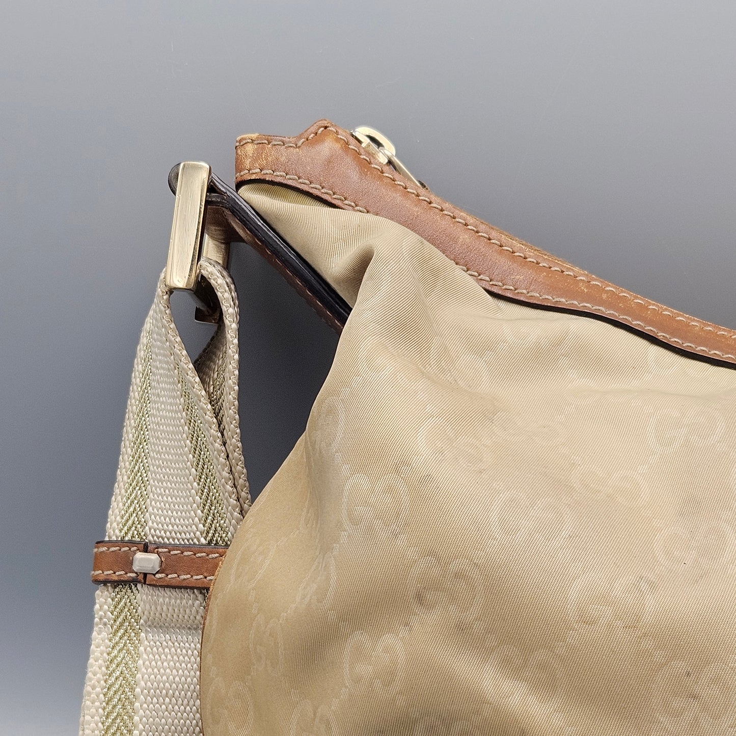 Tan Gucci Nylon Shoulder Bag