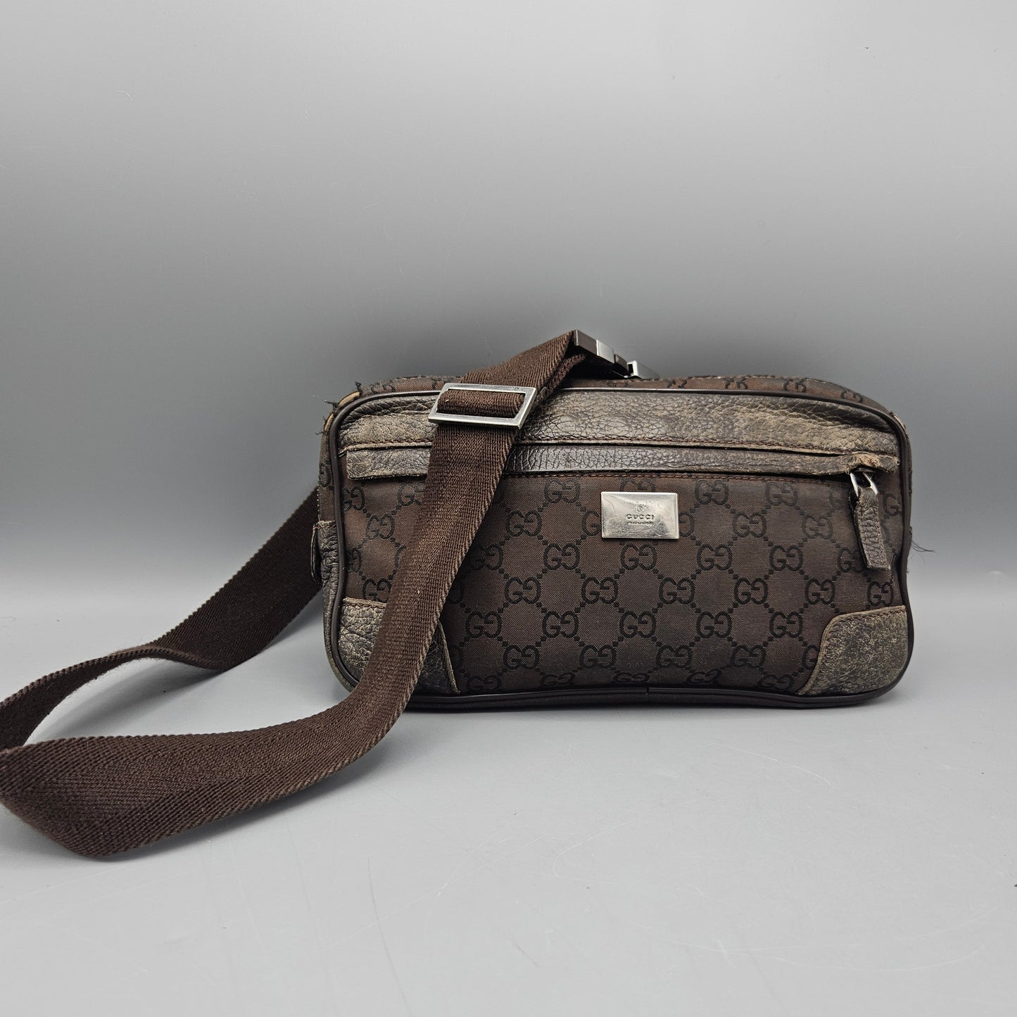 Gucci Crystal Monogram Belt Bag in Brown