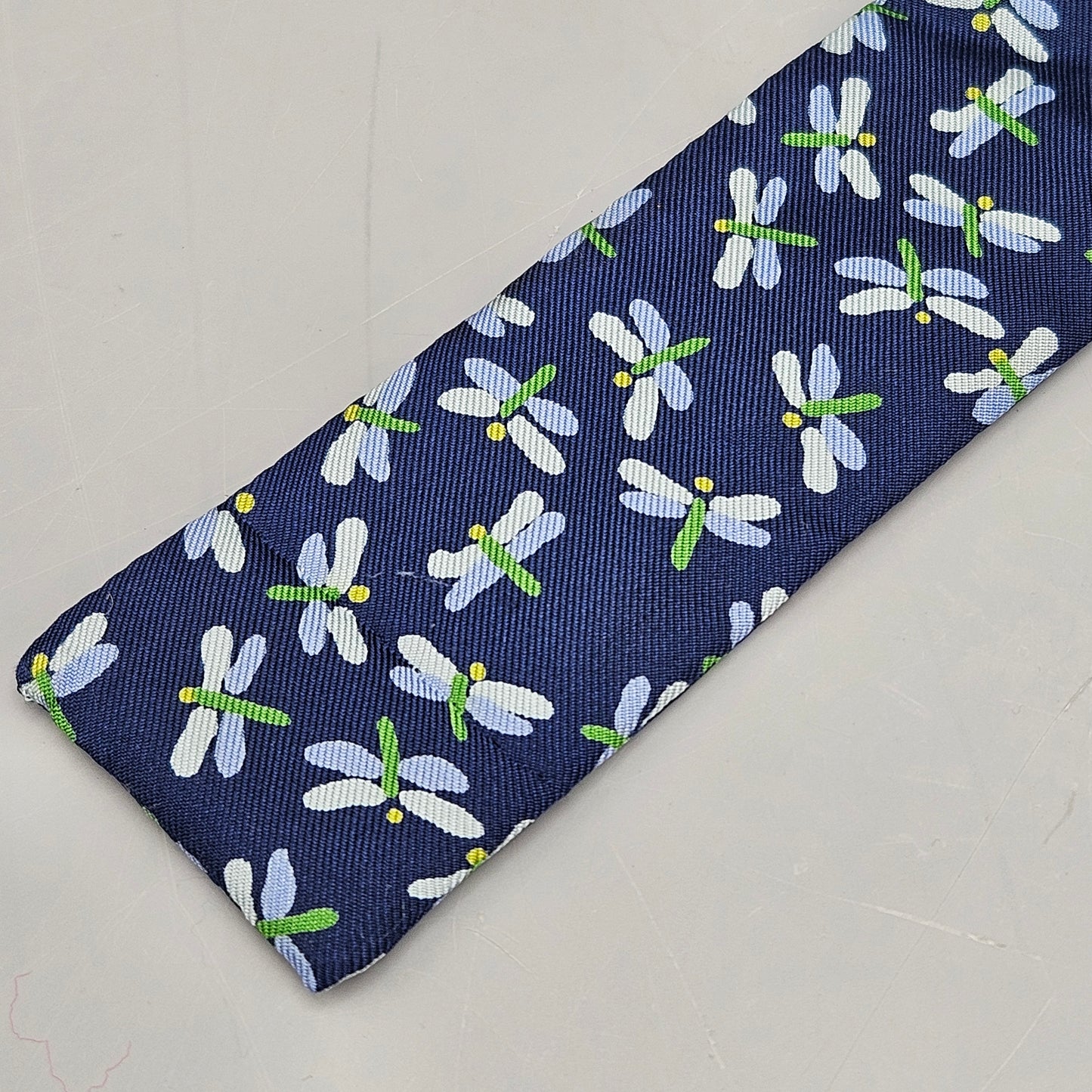 Vintage Beau Ties Ltd. of Vermont Silk Adjustable Blue Dragonfly Bow Tie Bowtie