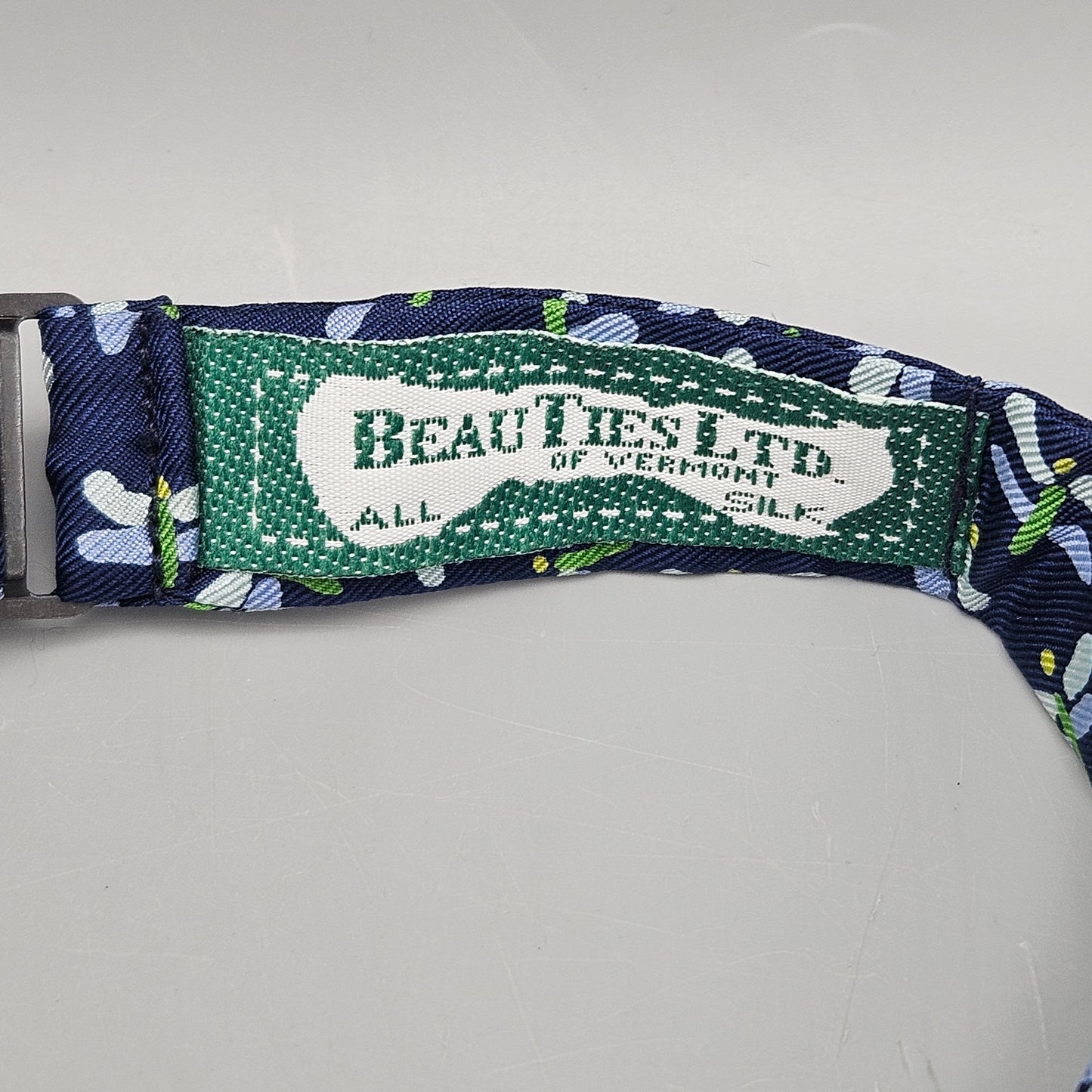 Vintage Beau Ties Ltd. of Vermont Silk Adjustable Blue Dragonfly Bow Tie Bowtie