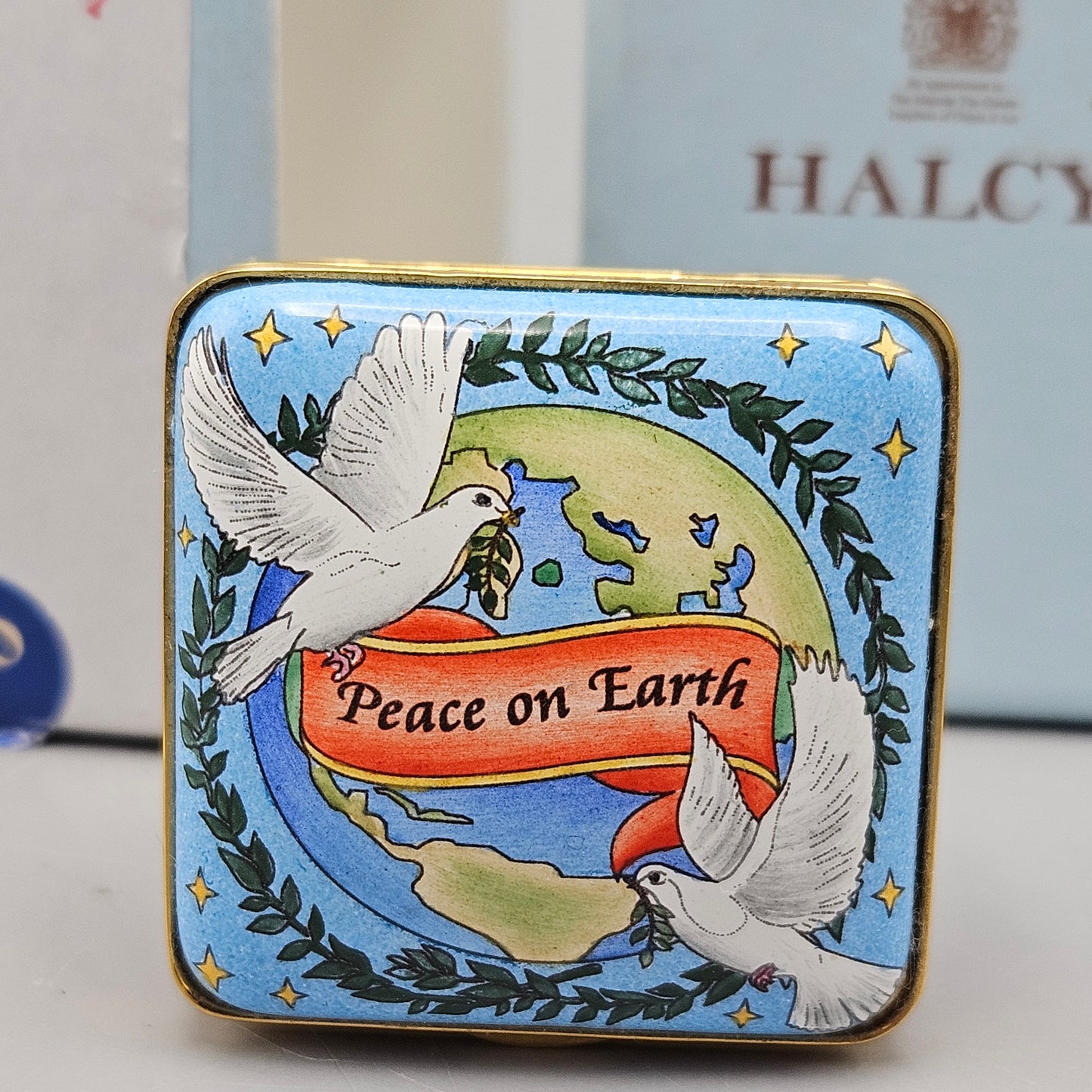 Halcyon Days Peace on Earth Enamel Trinket Box in Box (Rare)