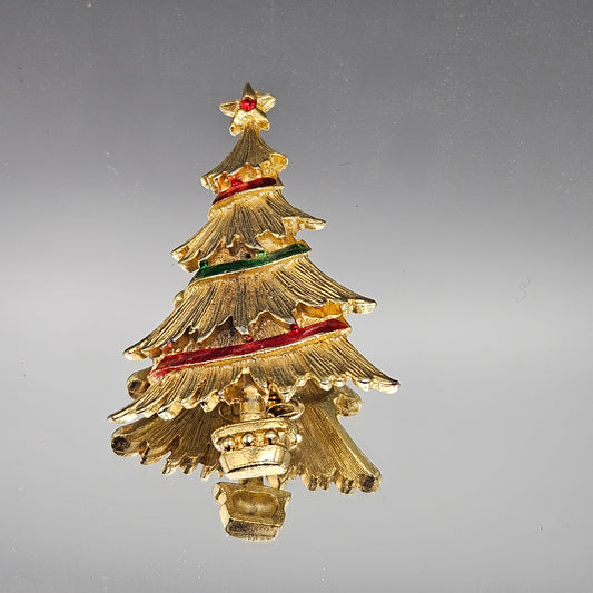 Vintage Gold Toned Christmas Tree Pin