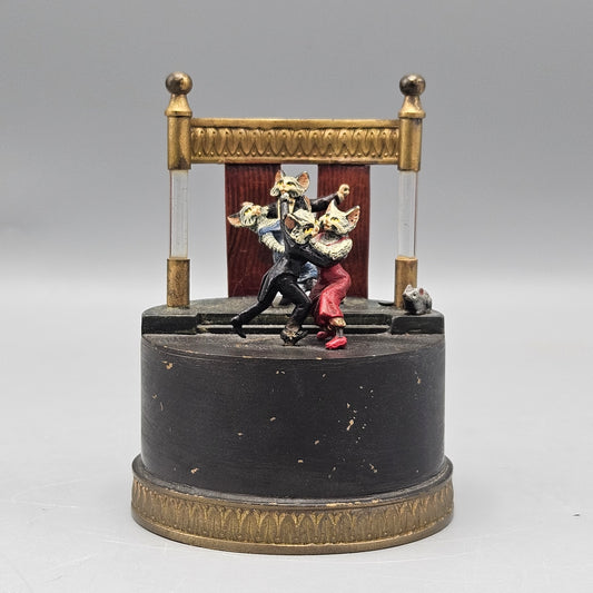 Antique Vienna Bronze Music Box with Cats