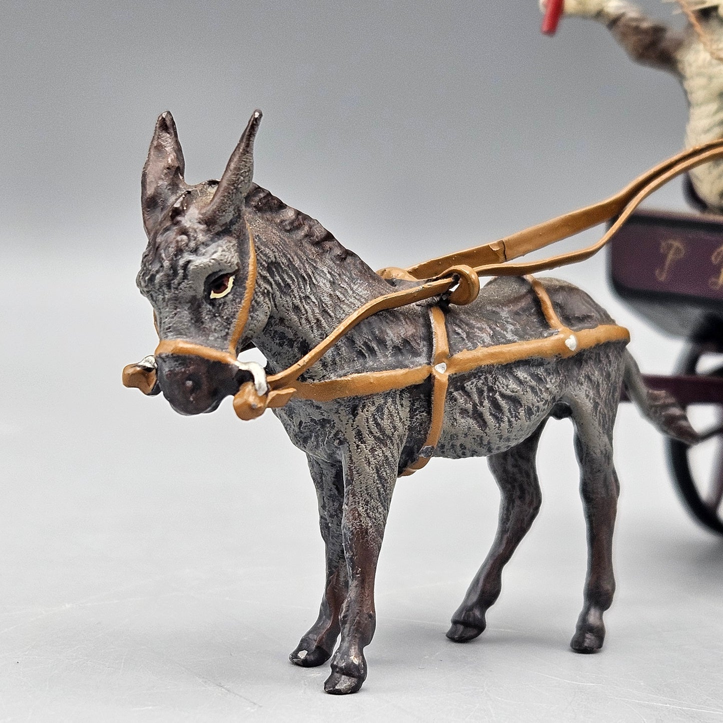 Antique Signed Bergman Cold Painted Vienna Bronze Cat Carriage Figural Group with Pug Dogs