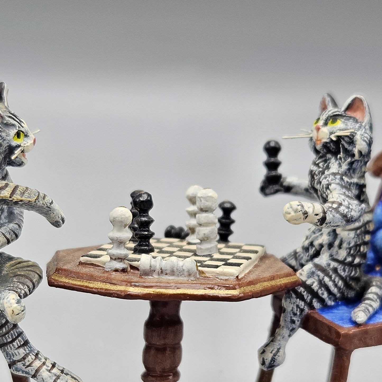 Signed Fritz Bermann Cold Painted Vienna Bronze Cats Playing Chess