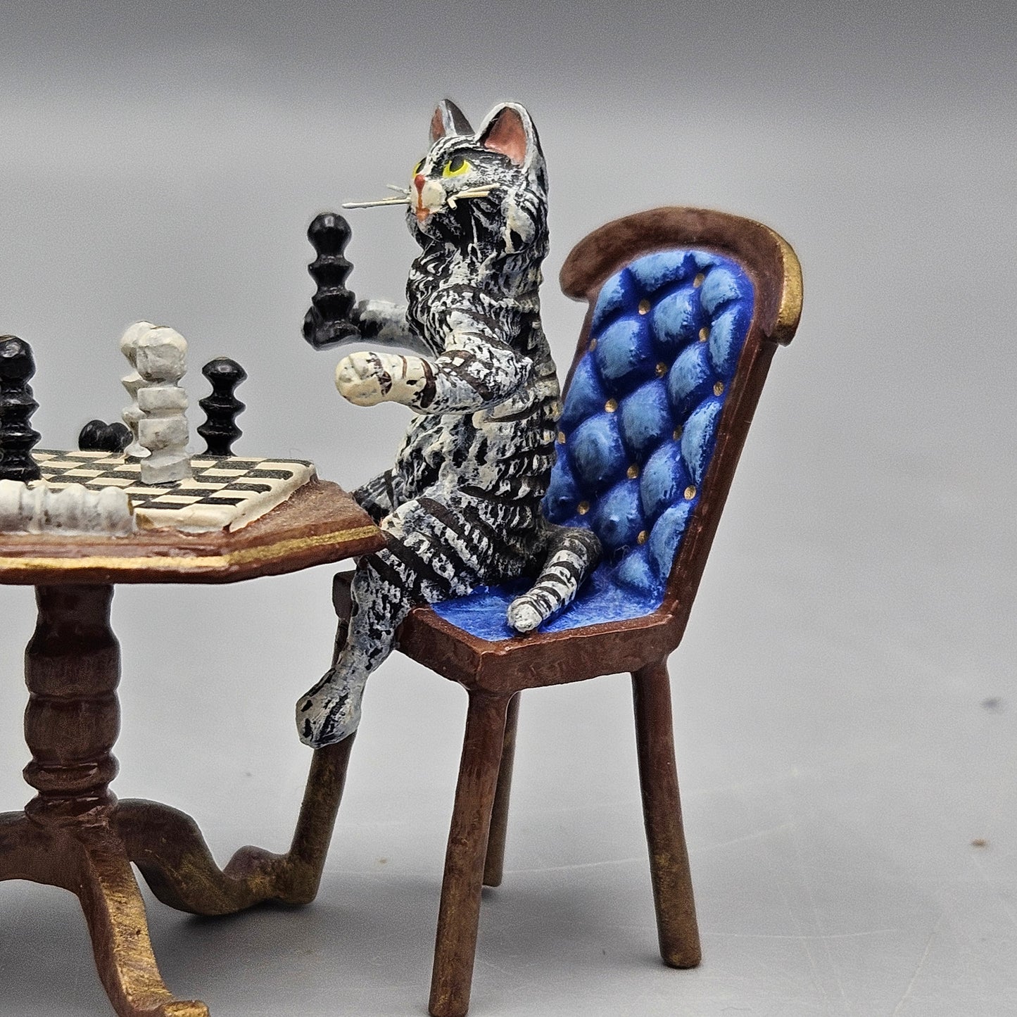 Signed Fritz Bermann Cold Painted Vienna Bronze Cats Playing Chess