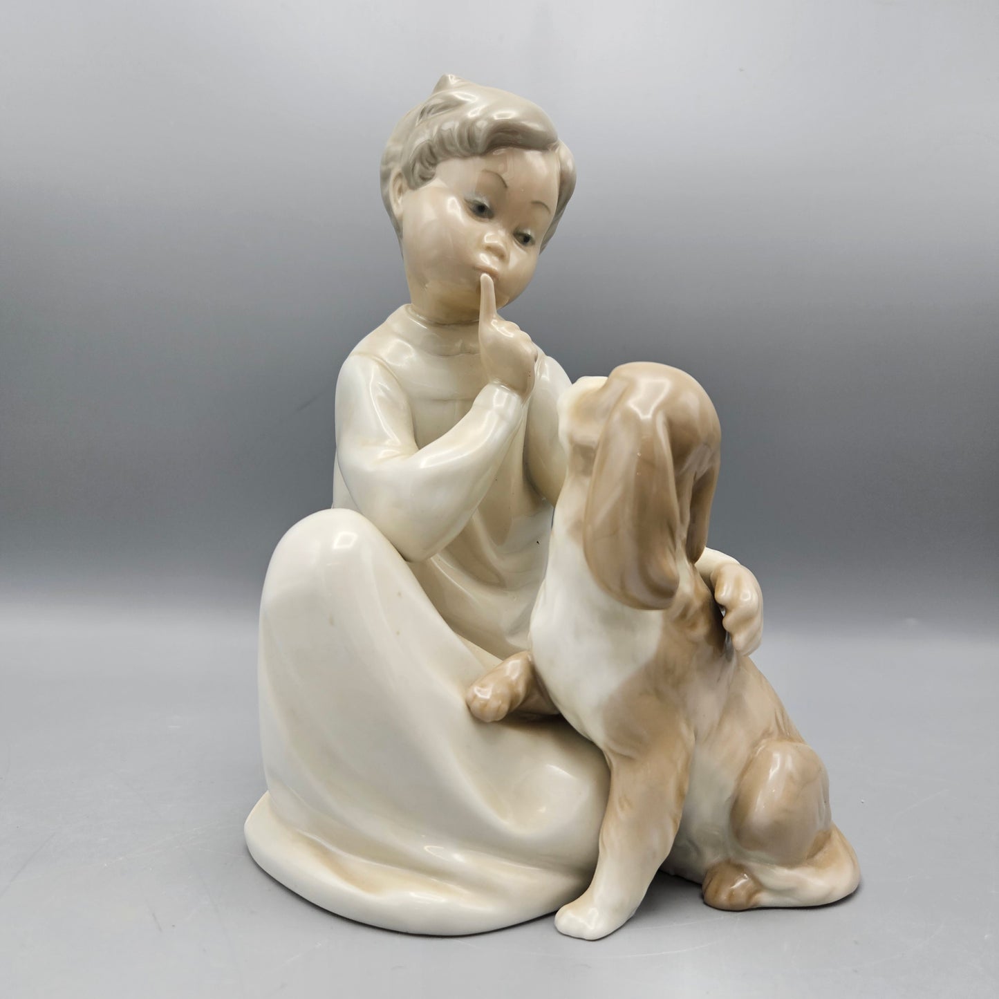 Lladro Porcelain Boy with Dog Figurine #4522