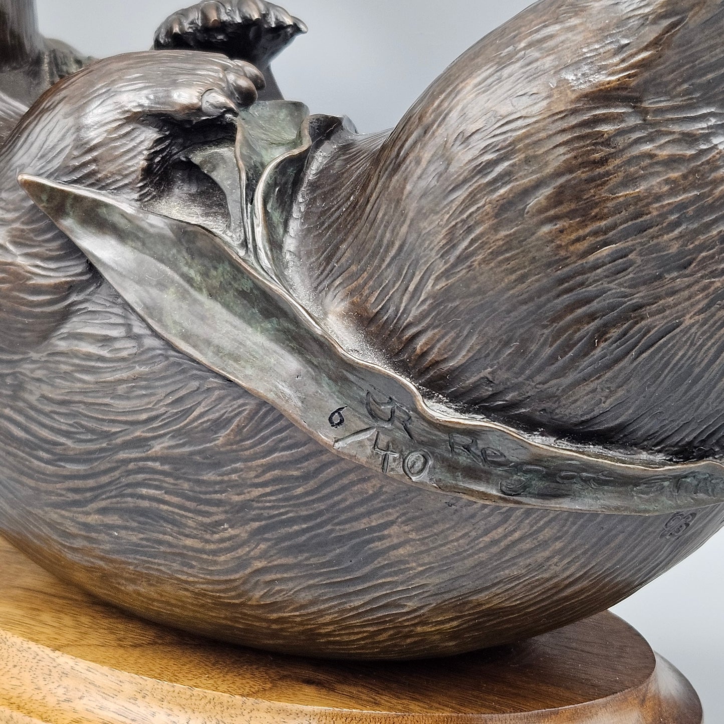 Jacques Regat (born 1948) Bronze Sculpture of an Otter "Sleepytime" Limited Edition 6/40