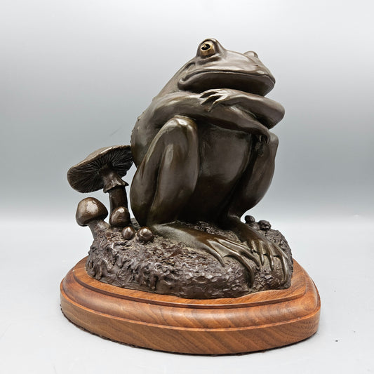 Kim Leslie Bronze Seated Frog Sculpture Edition of 50