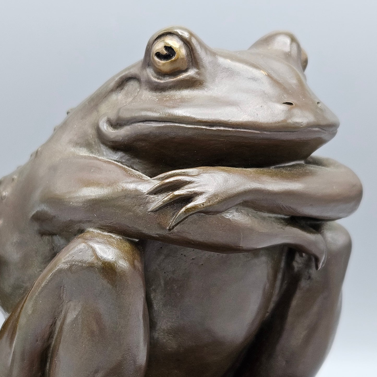 Kim Leslie Bronze Seated Frog Sculpture Edition of 50