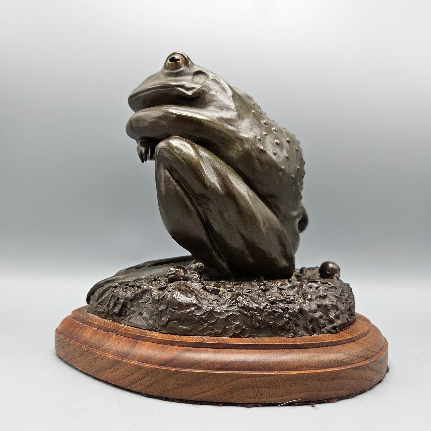 Kim Leslie Bronze Seated Frog Sculpture Edition of 50