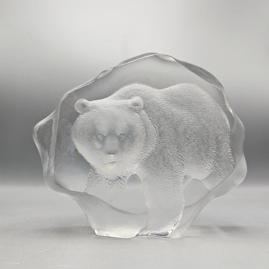 Mats Jonasson Sweden Crystal Bear Paperweight