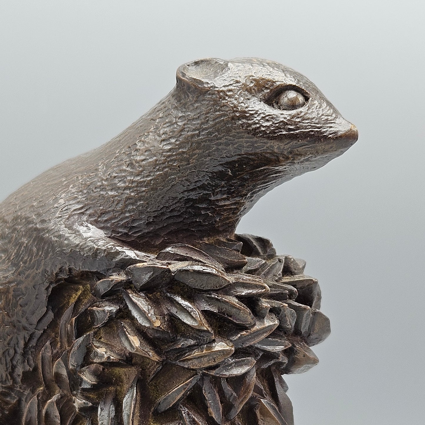 Richard Fisher Bronzed Resin Harvest Mouse Sculpture