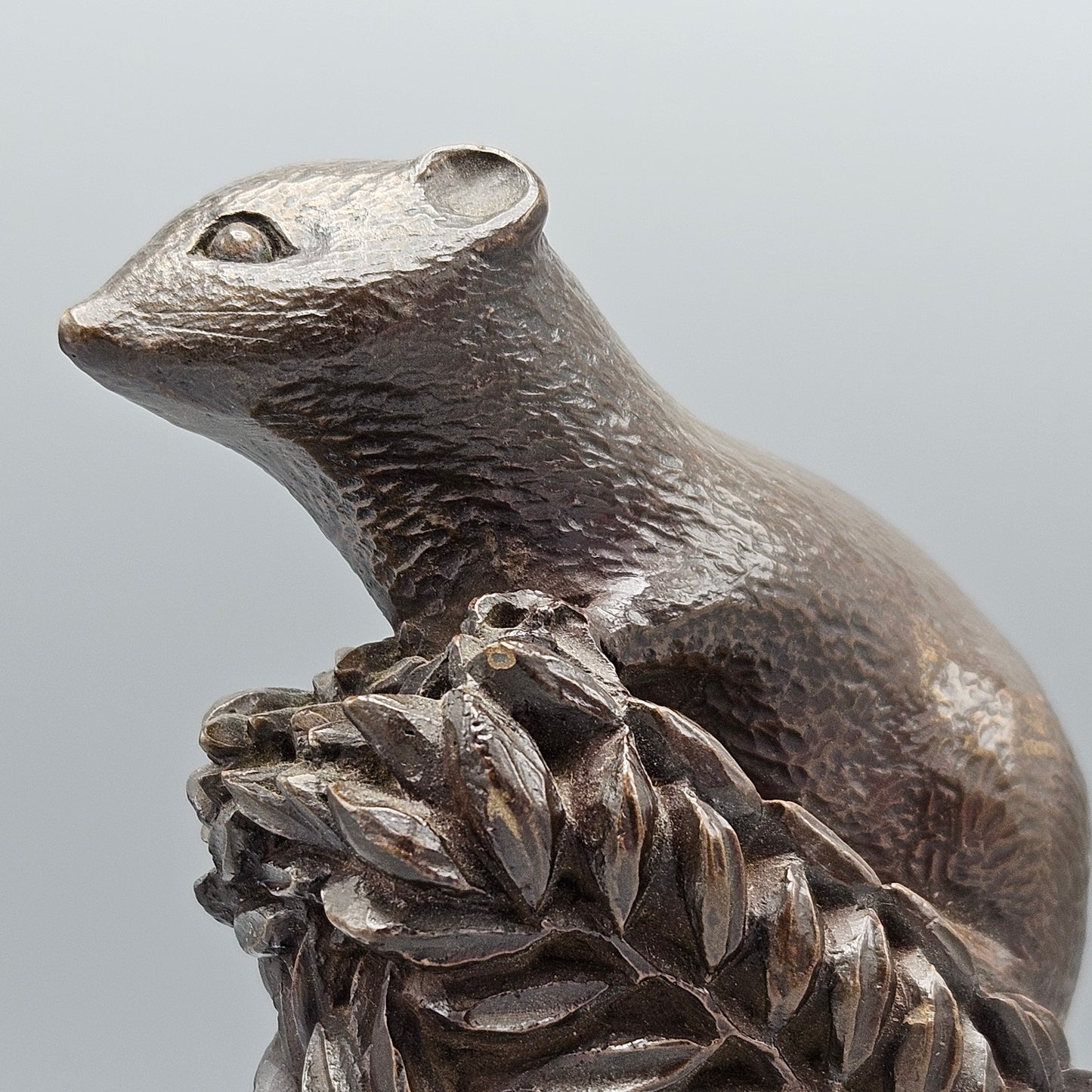 Richard Fisher Bronzed Resin Harvest Mouse Sculpture