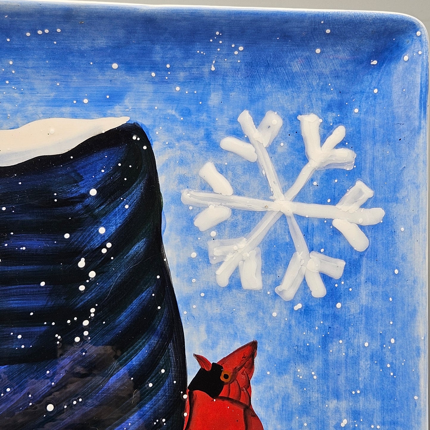 Square Serving Platter with Snowman & Hat