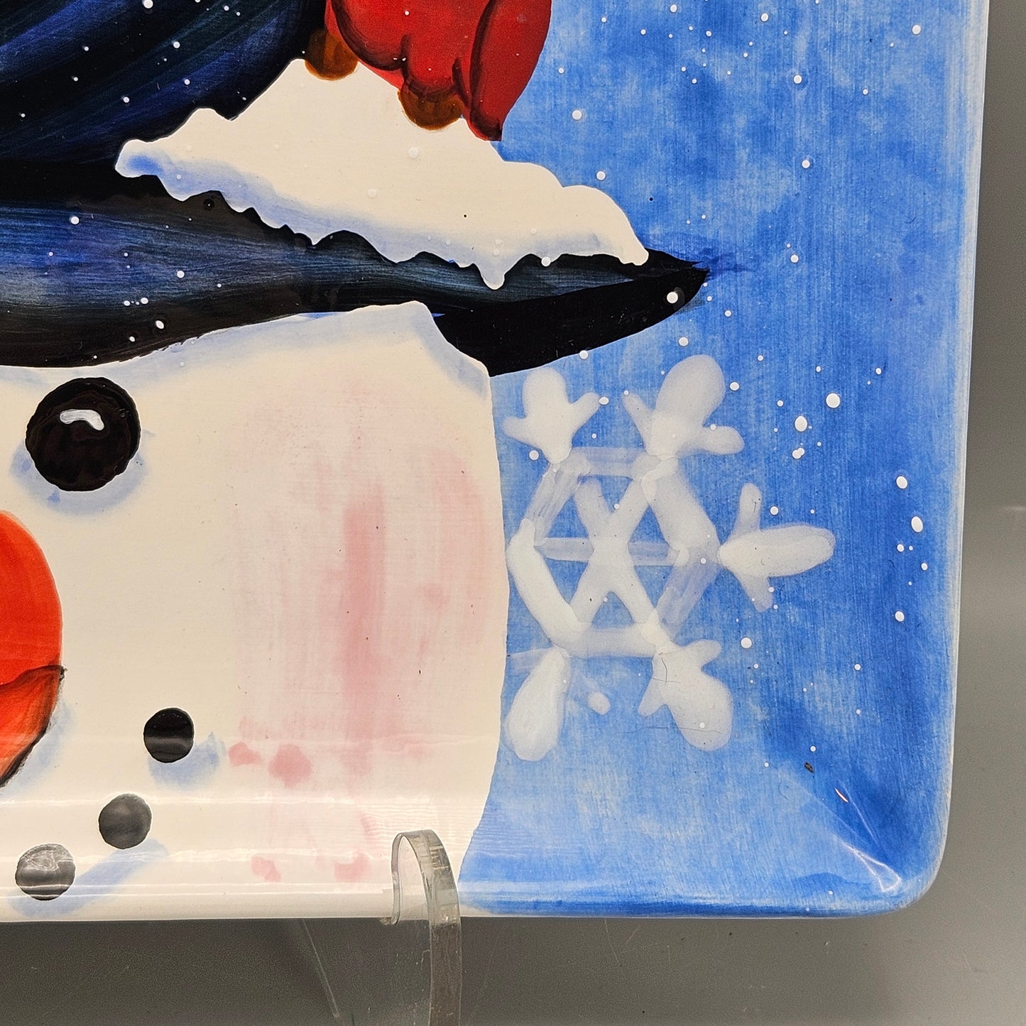 Square Serving Platter with Snowman & Hat