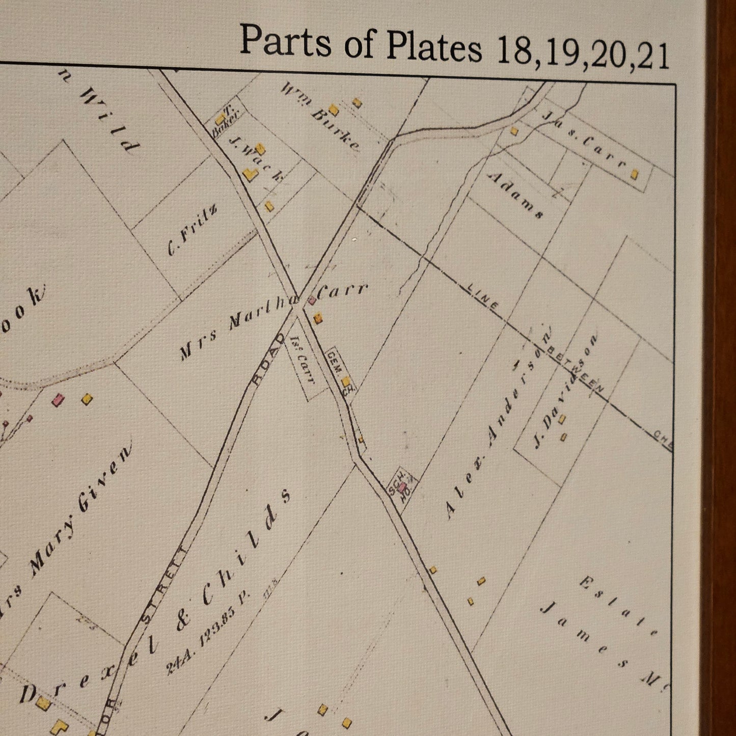 Antique Framed Map of Wayne, PA from the Property Atlas of the Main Line