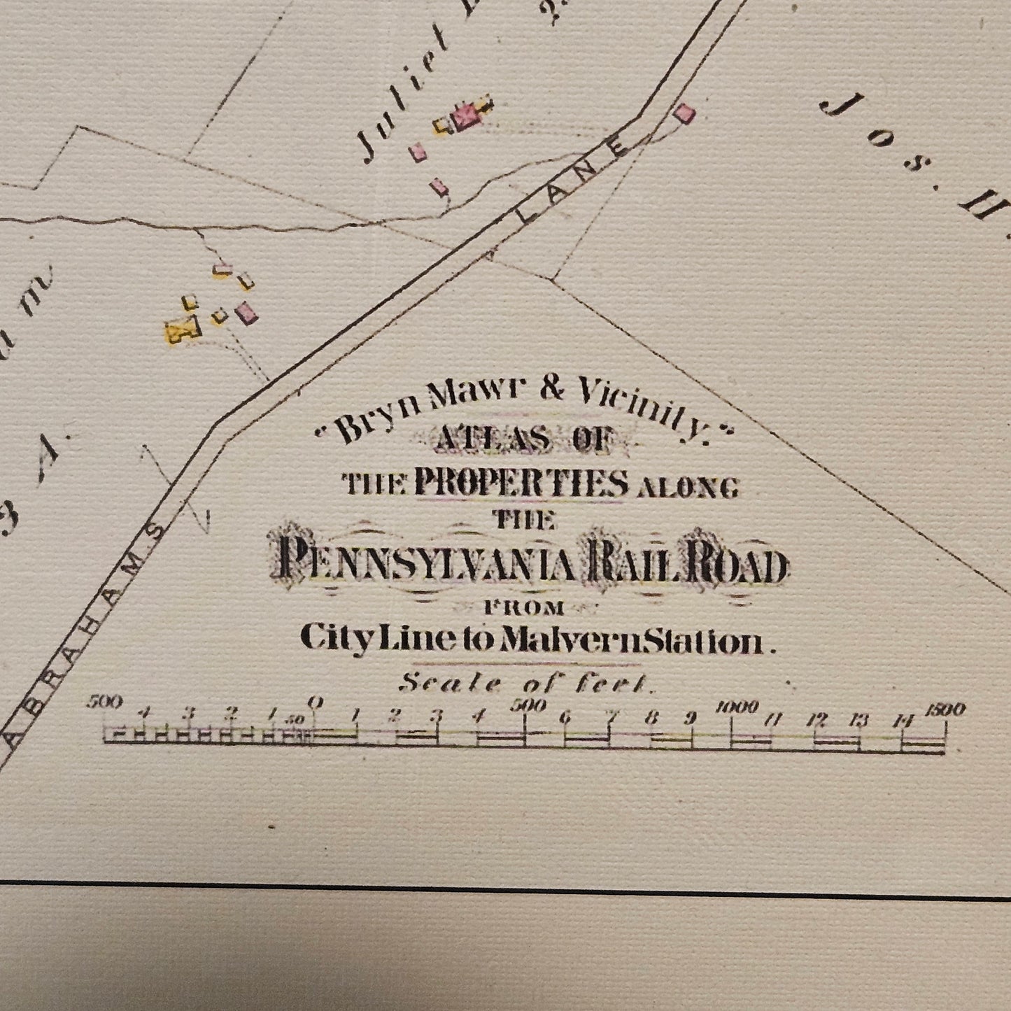 Antique Framed Map of Wayne, PA from the Property Atlas of the Main Line