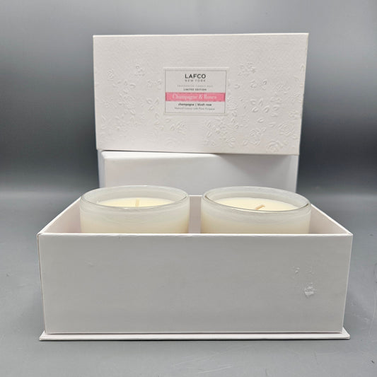 Brand New Lafco New York Limited Edition Candle Duo Champagne & Roses