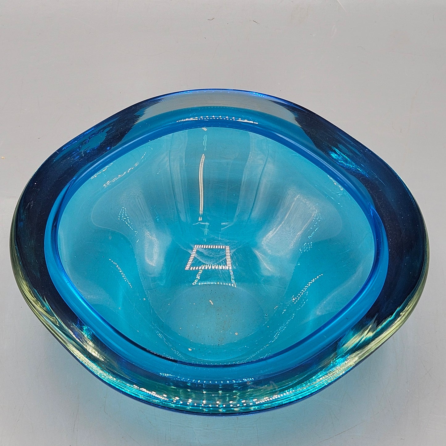 Cased Blue & Crystal Glass Bowl