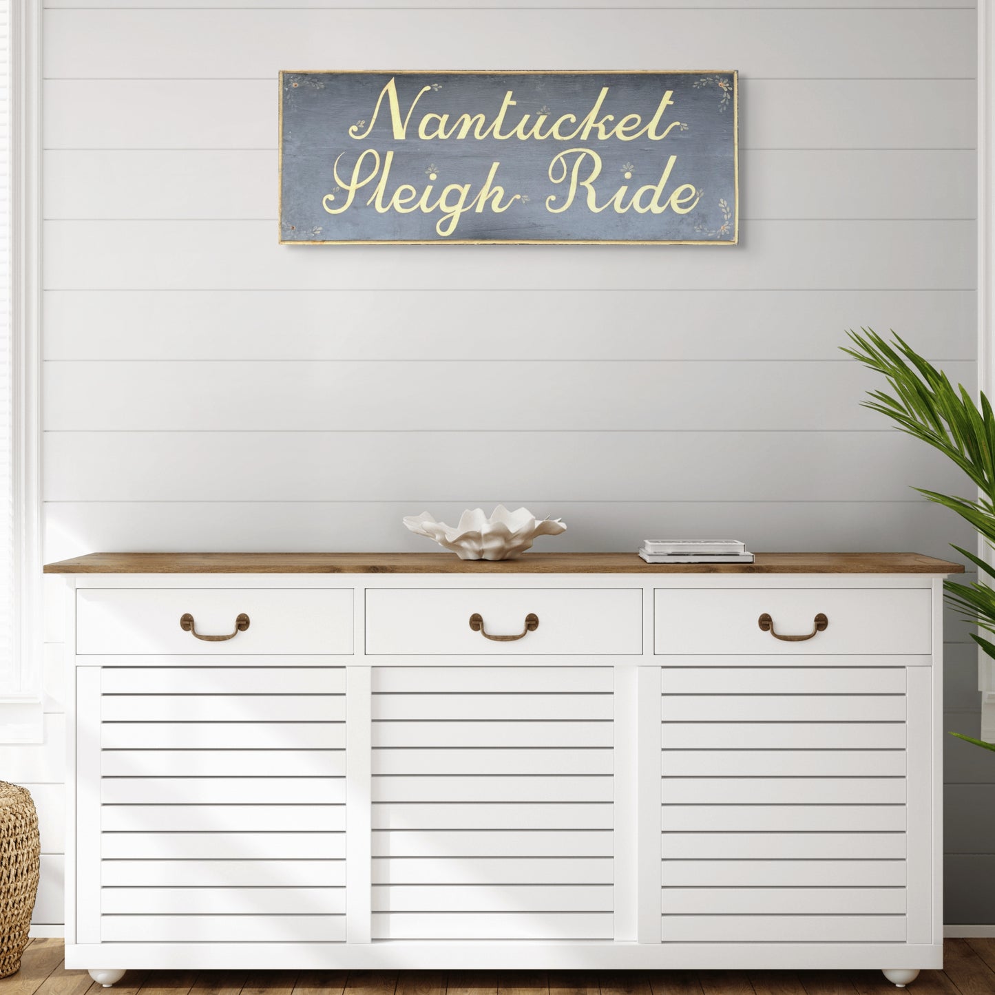 Vintage Wooden Nantucket Sleigh Ride Ride - Hand Painted