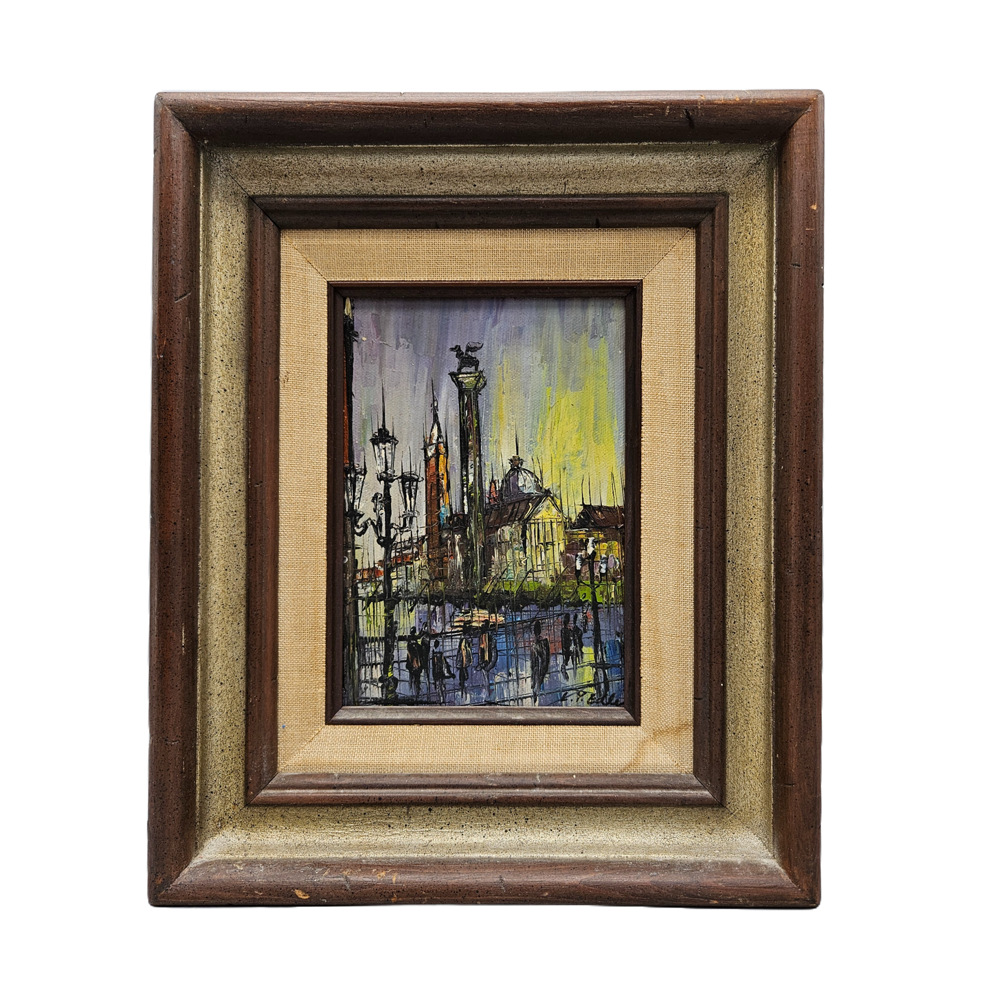 Signed Oil Painting on Canvas Bernard Buffett Style Venice Scene