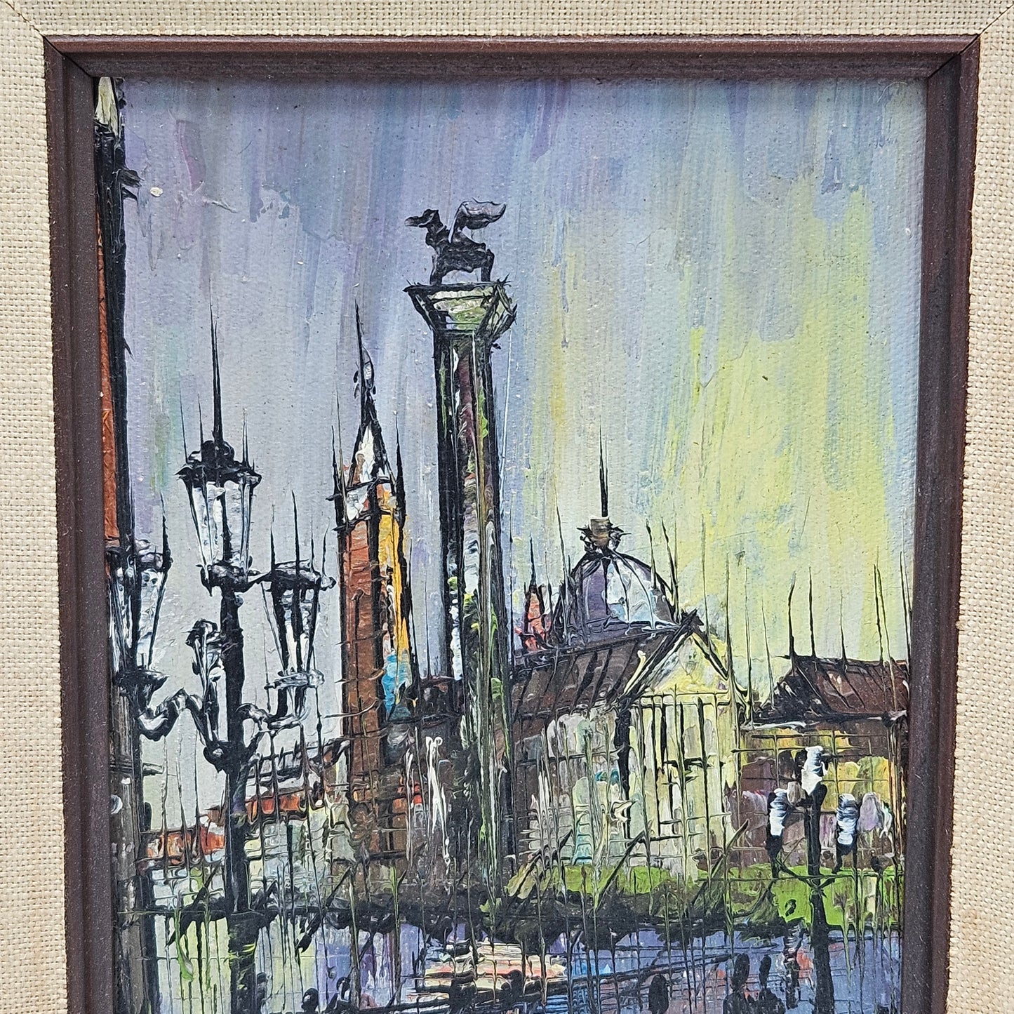 Signed Oil Painting on Canvas Bernard Buffett Style Venice Scene