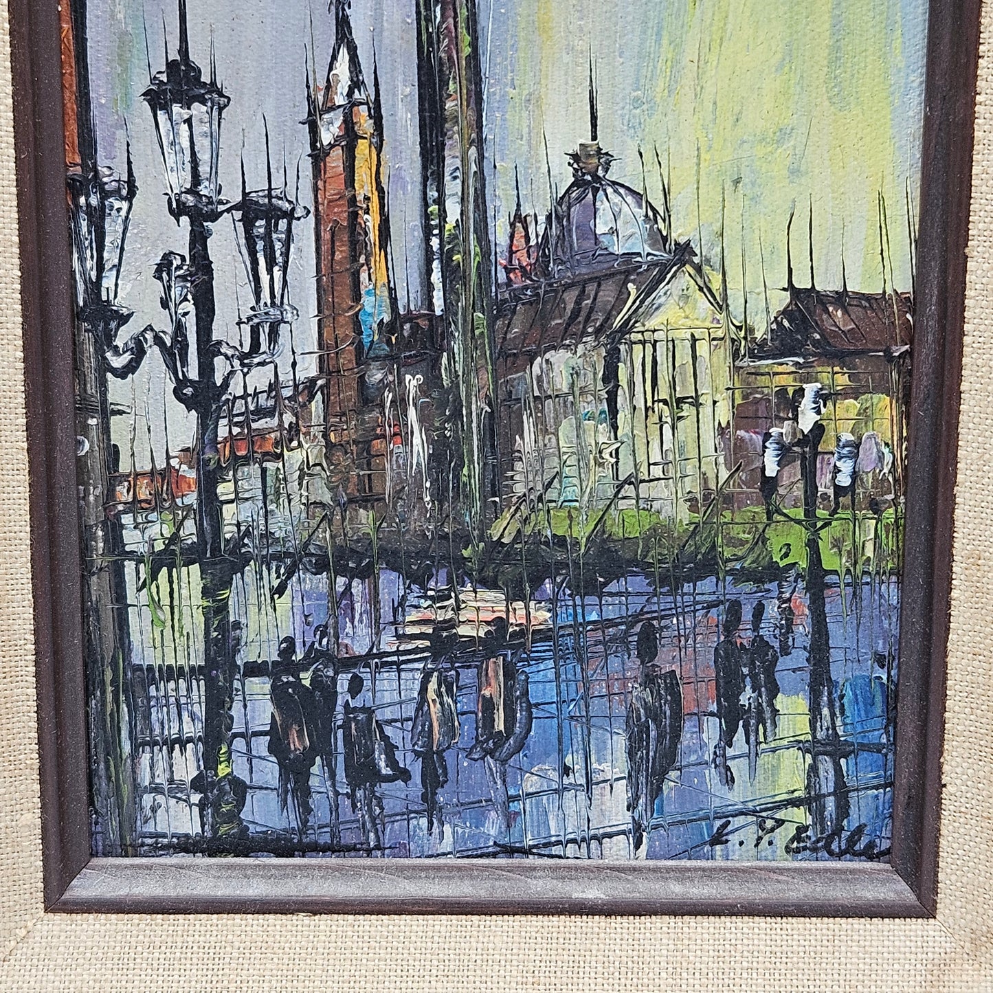 Signed Oil Painting on Canvas Bernard Buffett Style Venice Scene