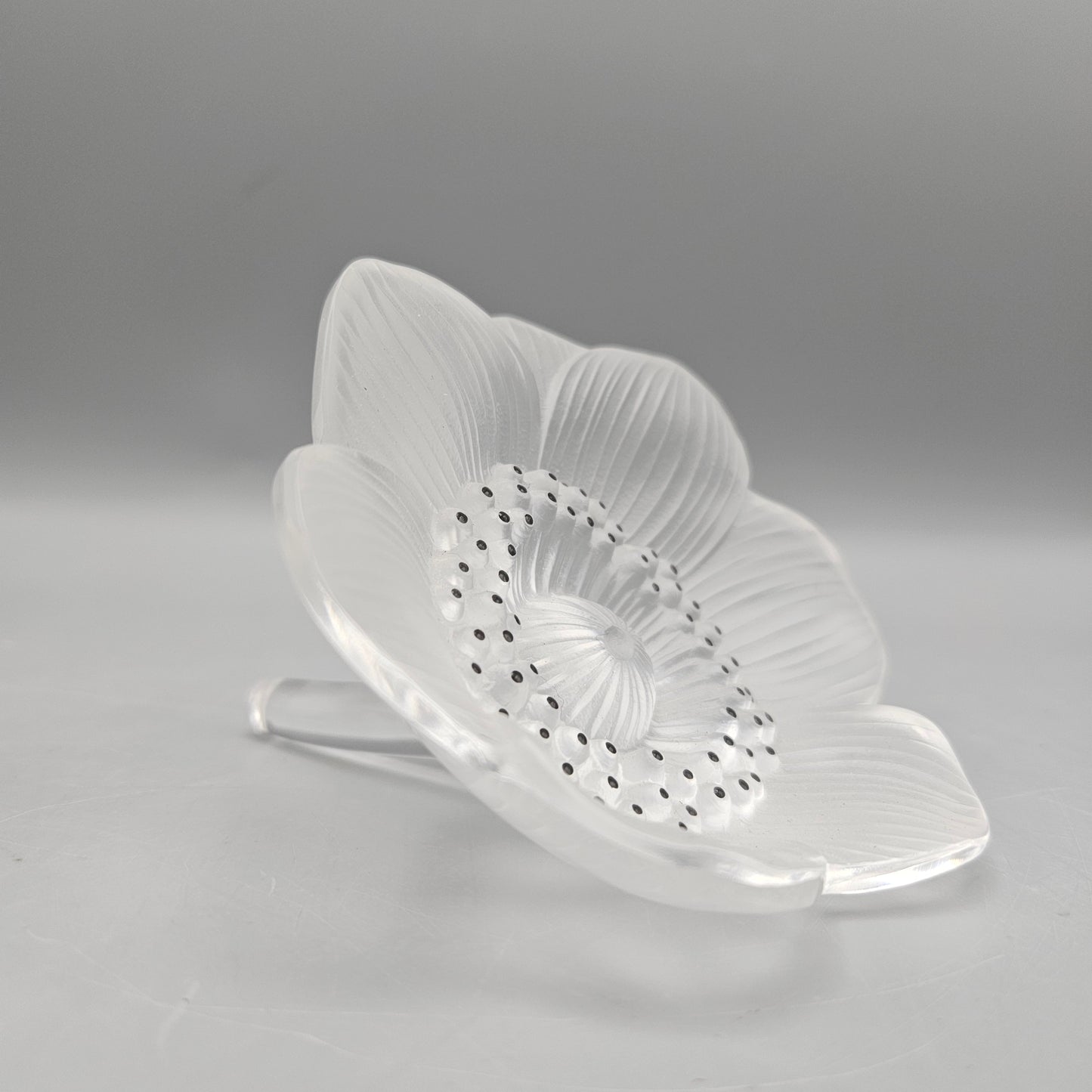 Lalique Crystal Anemone Paperweight