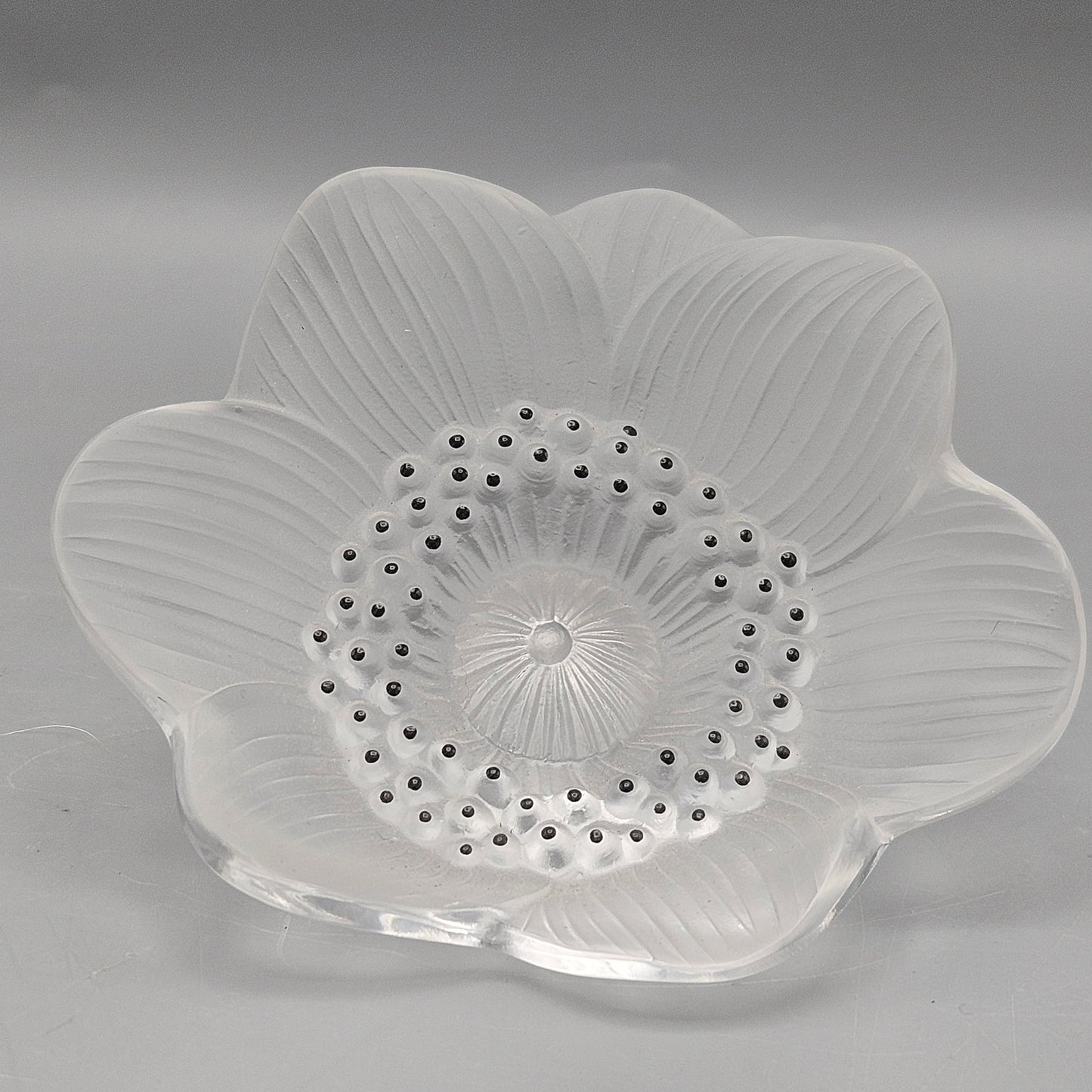 Lalique Crystal Anemone Paperweight