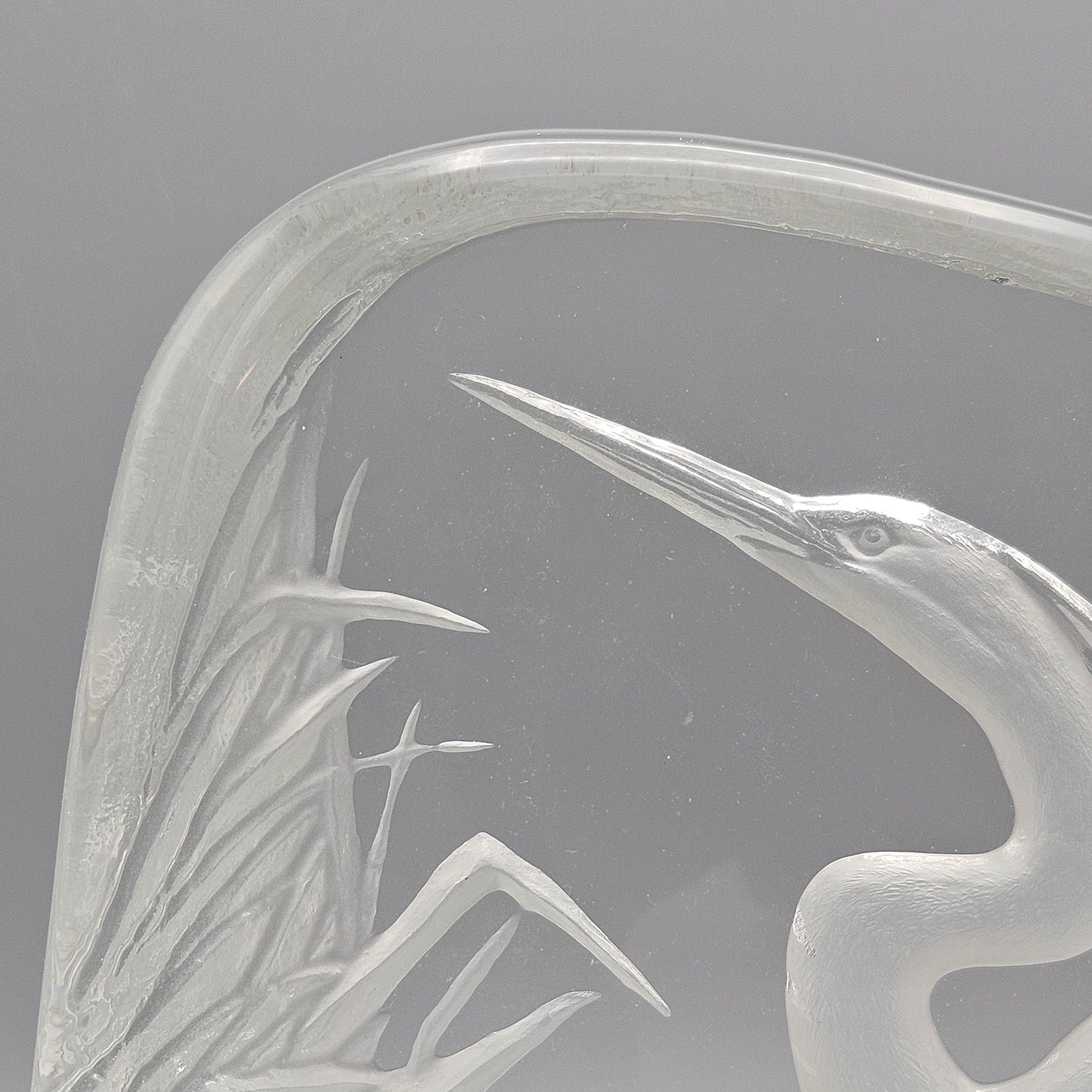 Mats Jonasson Crystal Heron Relief Sculpture