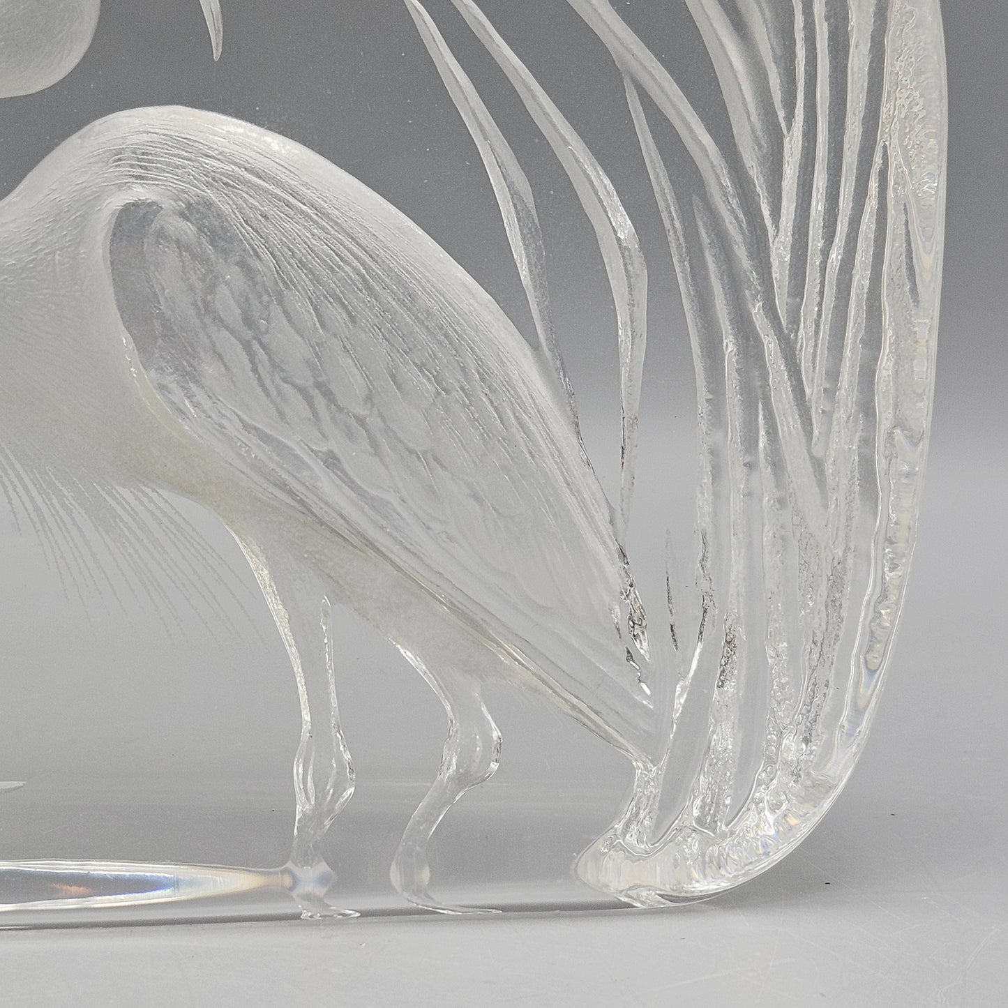 Mats Jonasson Crystal Heron Relief Sculpture