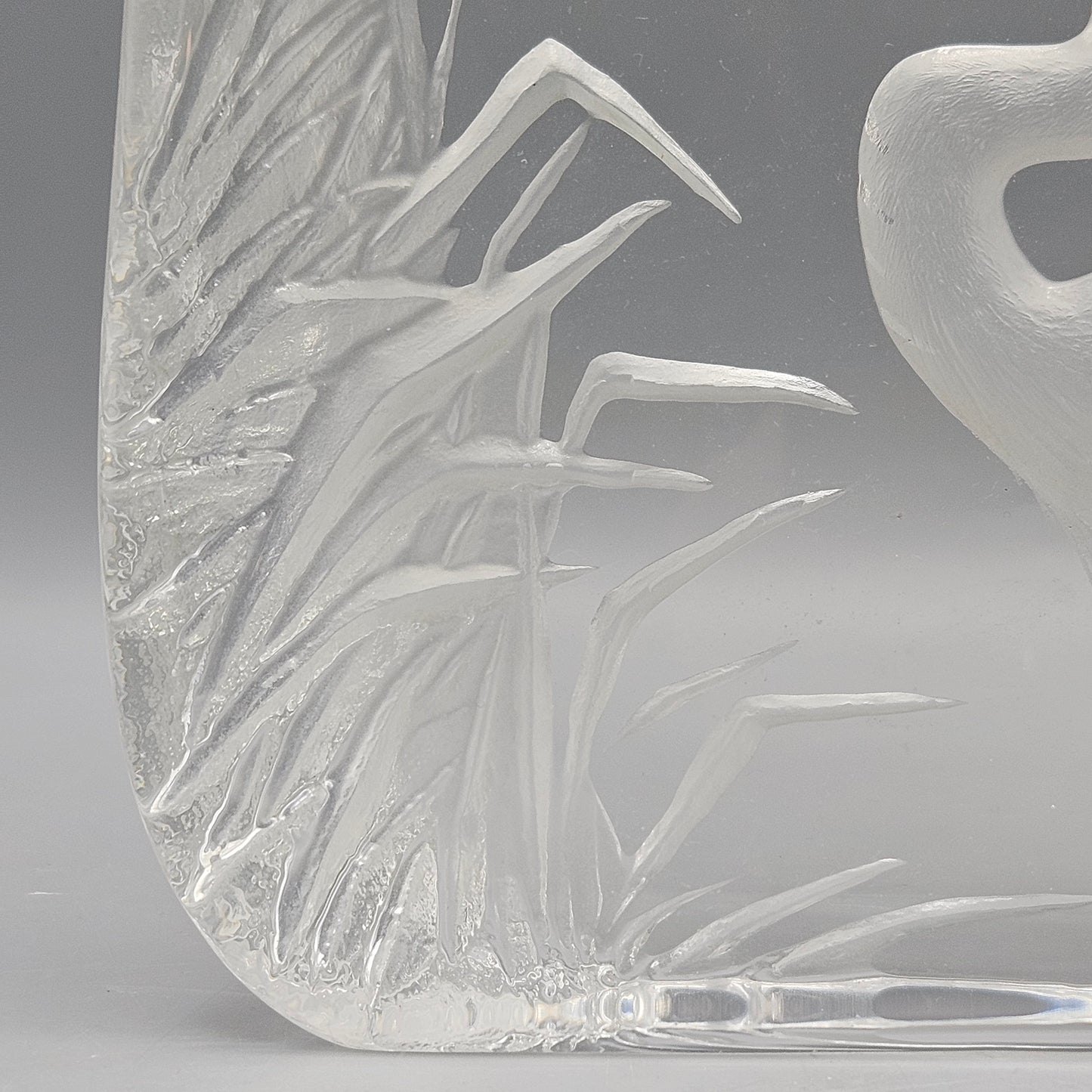 Mats Jonasson Crystal Heron Relief Sculpture