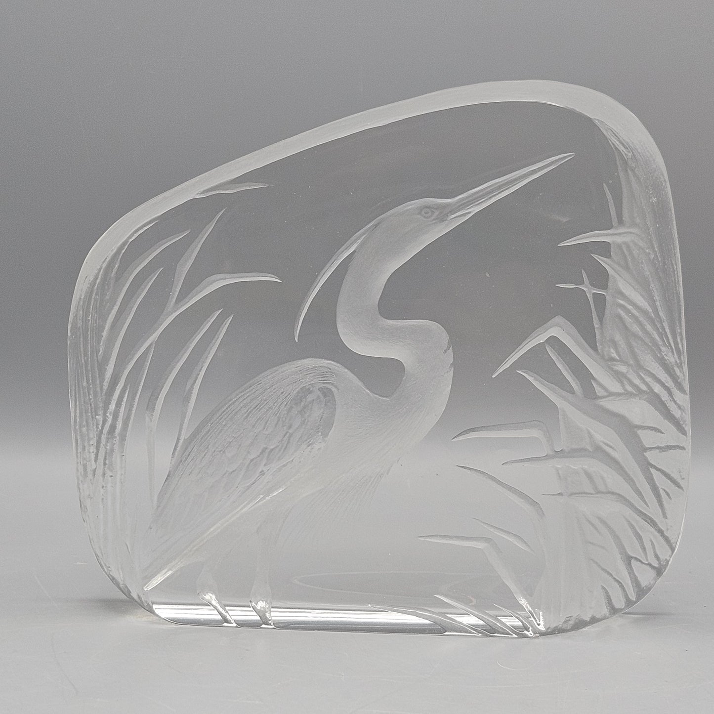 Mats Jonasson Crystal Heron Relief Sculpture