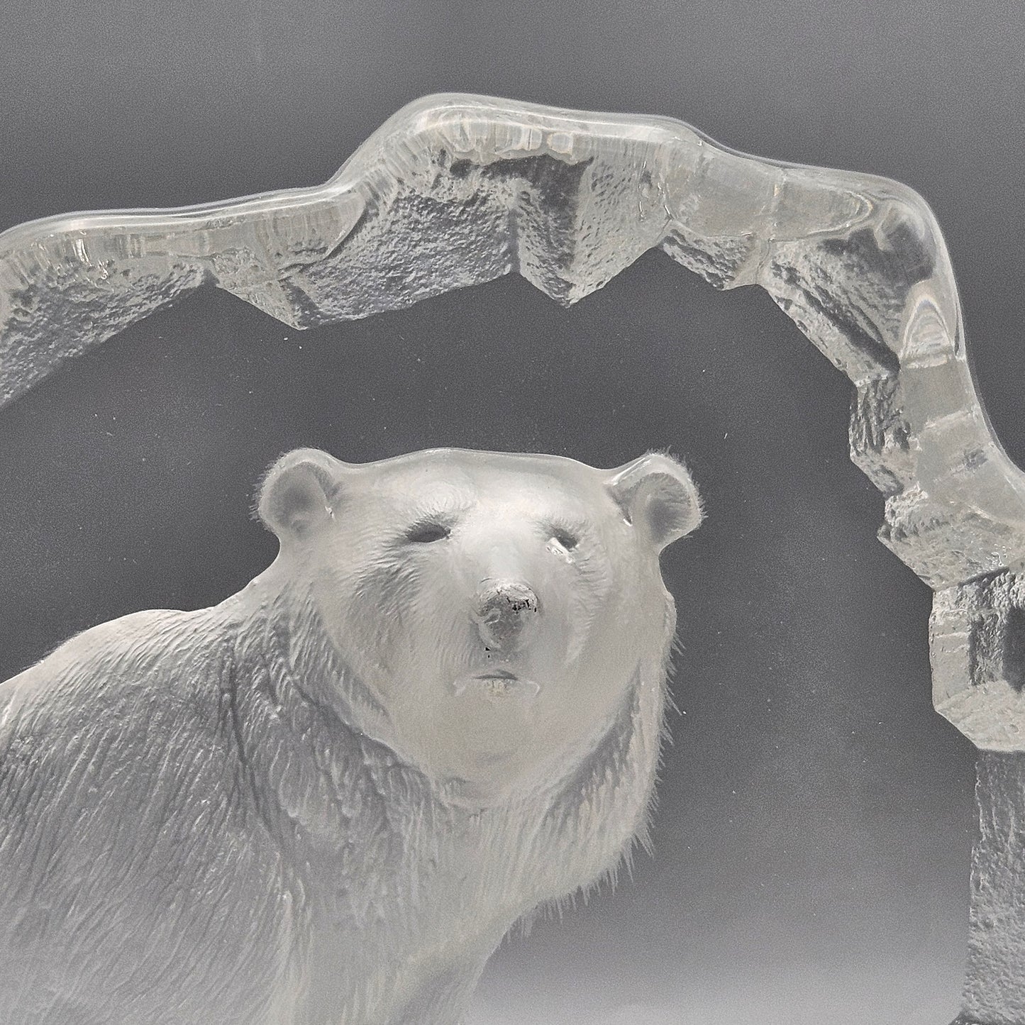 Mats Jonasson Crystal Polar Bear & Cub Relief Sculpture