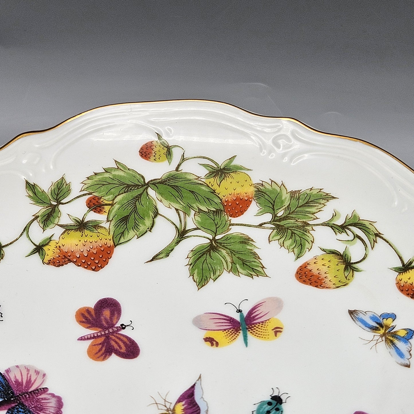 Lenwile Ardalt Porcelain Strawberry & Butterfly Small Footed Cake Stand