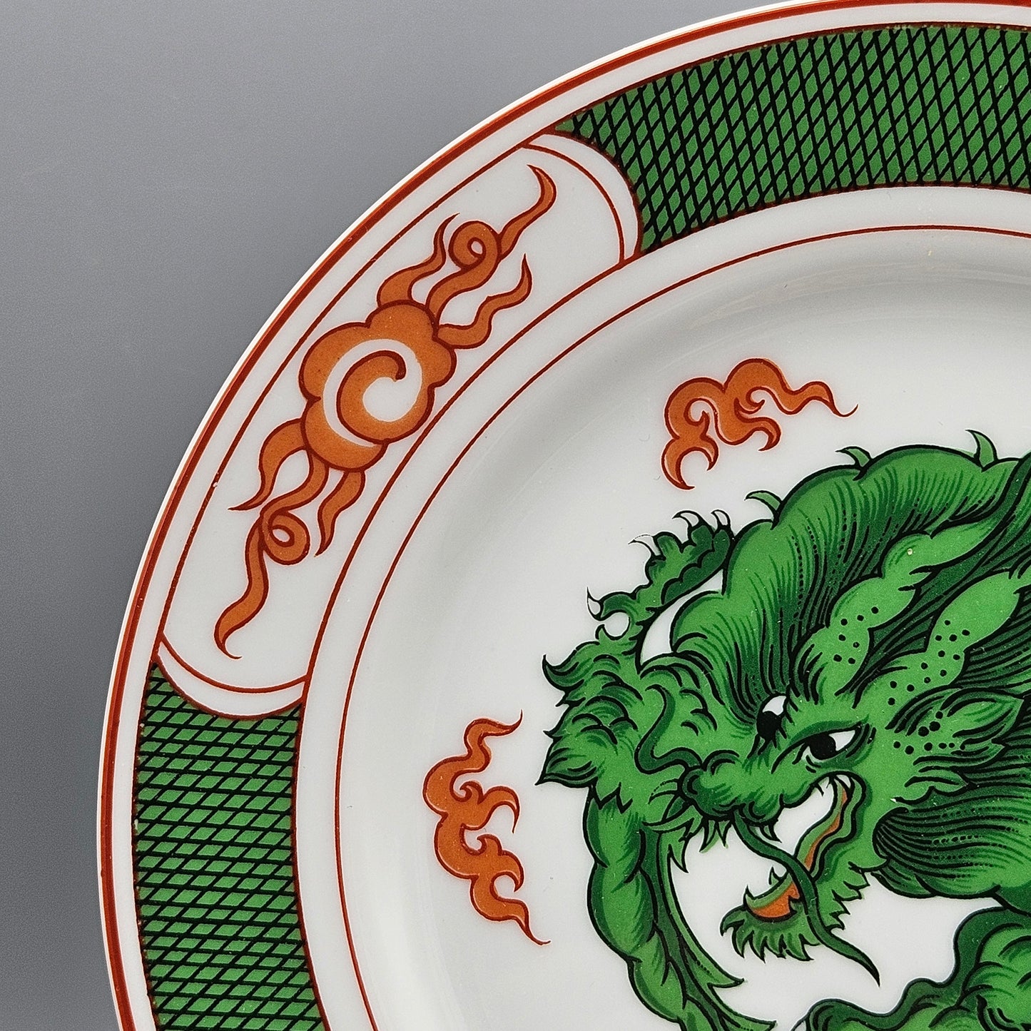 Fitz & Floyd Dragon Crest Green Bread & Butter Plates - Set of Eight