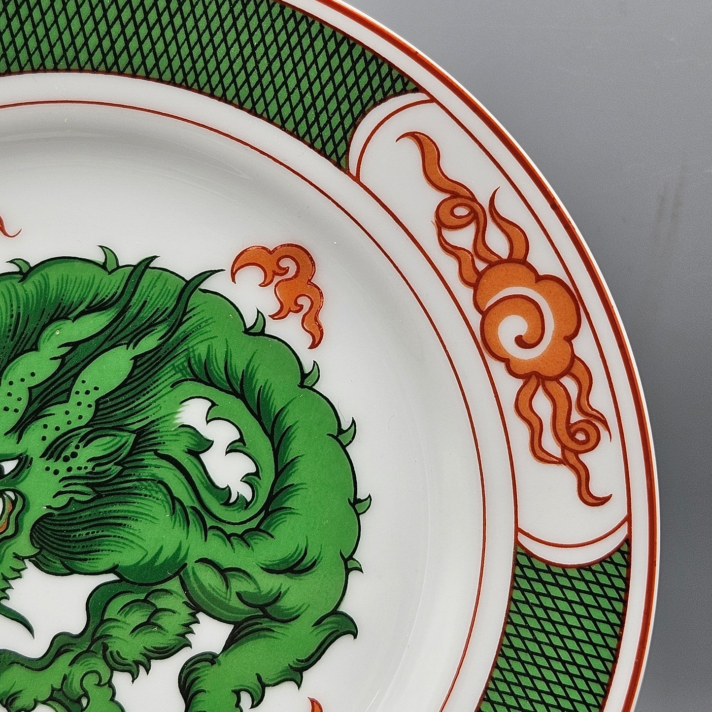 Fitz & Floyd Dragon Crest Green Bread & Butter Plates - Set of Eight