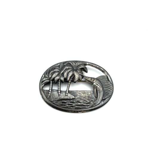 Vintage Sterling Silver Island Pin