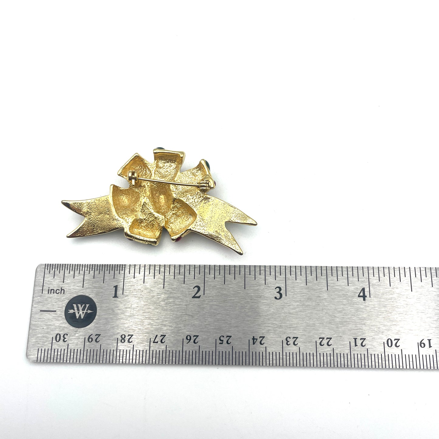 Vintage Ribbon Bow Christmas Pin