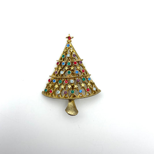 Vintage Bright Christmas Tree Pin