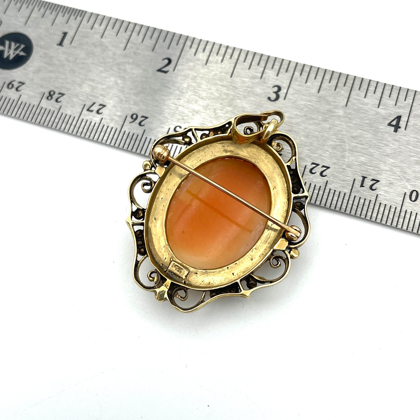 Vintage 14K Gold Carved Cameo Pendant/Pin