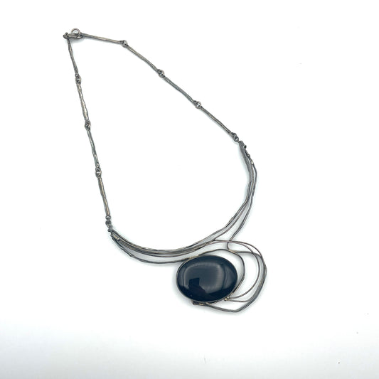 Designer Avi Soffer Black Onyx & Sterling Silver Necklace