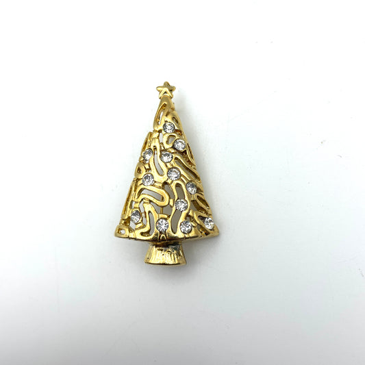 Vintage Gold Christmas Tree Pin