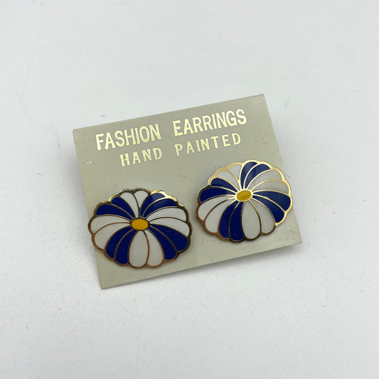 Vintage Flower Enamel Earrings