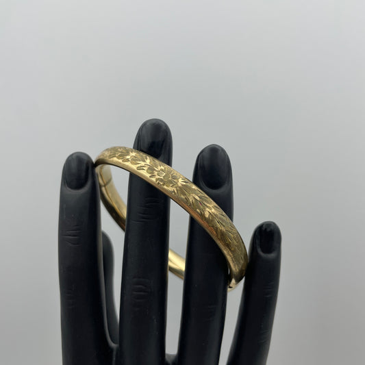 Vintage Floral Gold-Filled Bangle Bracelet