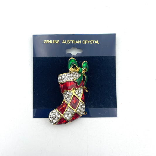 Enamel Stocking Christmas Pin