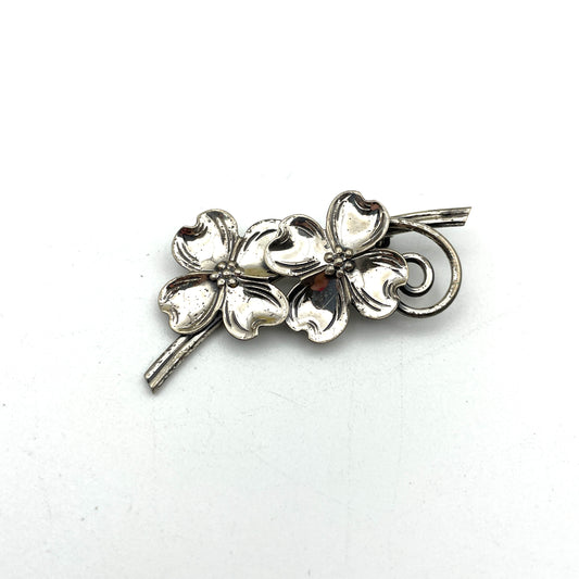 Beau Sterling Silver Four Leaf Clover Pin