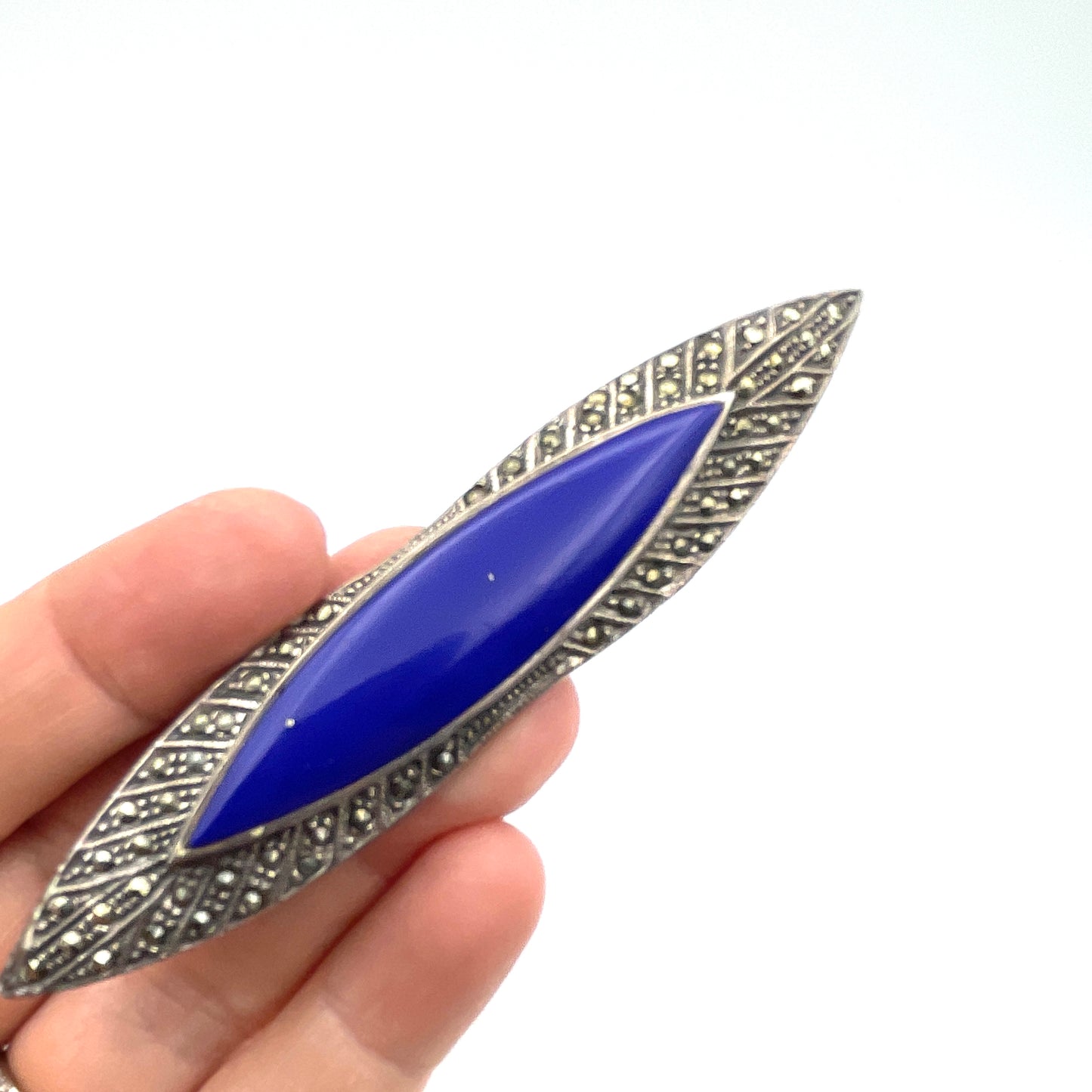 Vintage Sterling & Lapis Elegant Pin